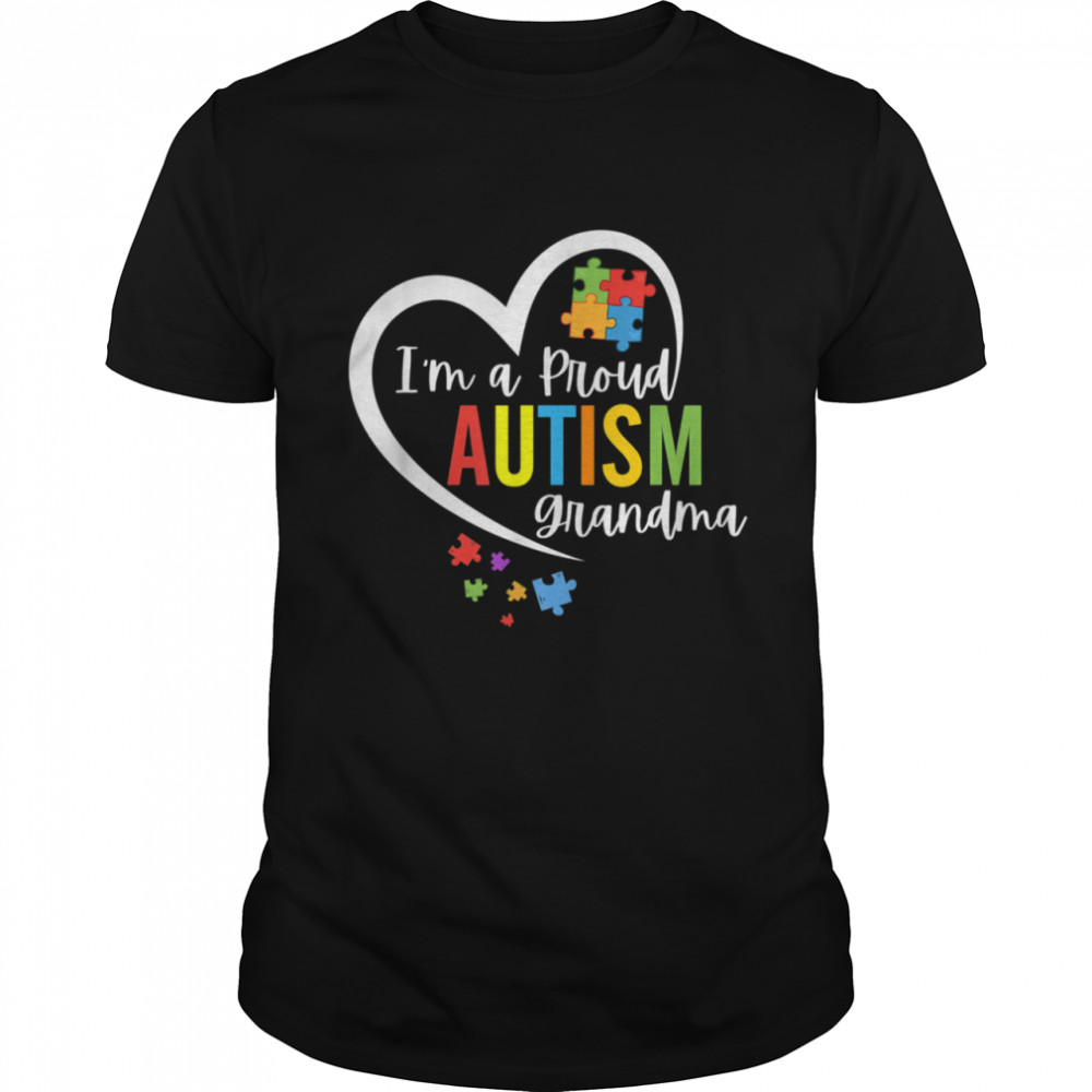 I’m A Proud Grandma Love Heart Autism Awareness Puzzle Shirt