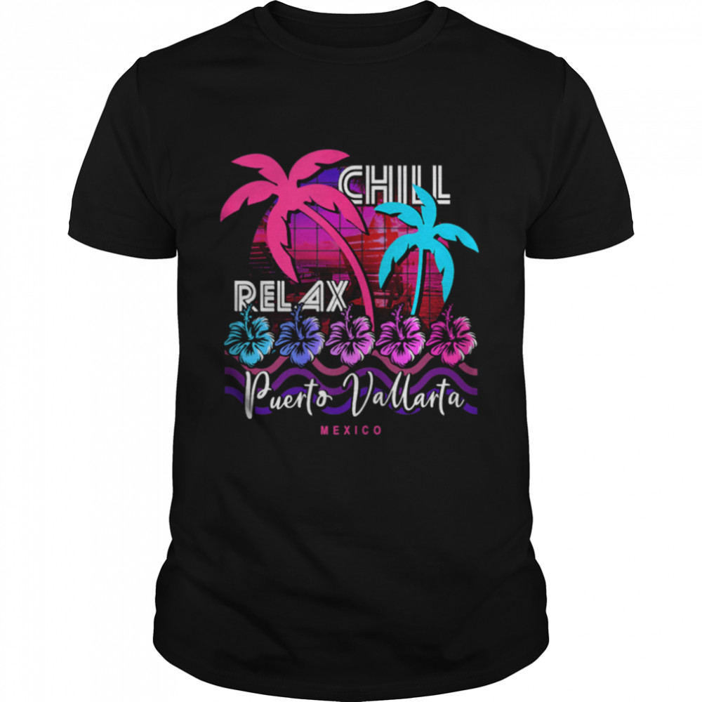 Retro Puerto Vallarta Mexico Vaporwave Aesthetic Beach 80s shirt