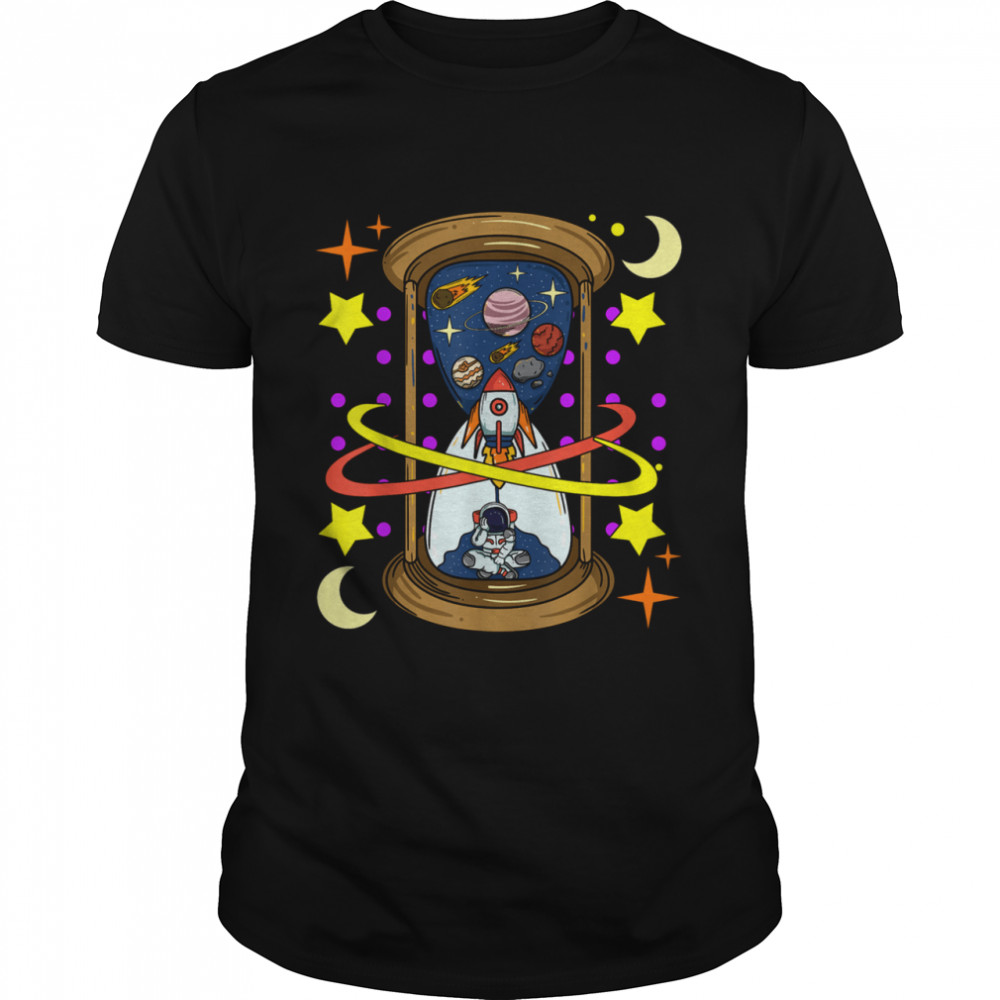 Unique Rocketship Spaceman Galaxy Hourglass Timer in Space Shirt