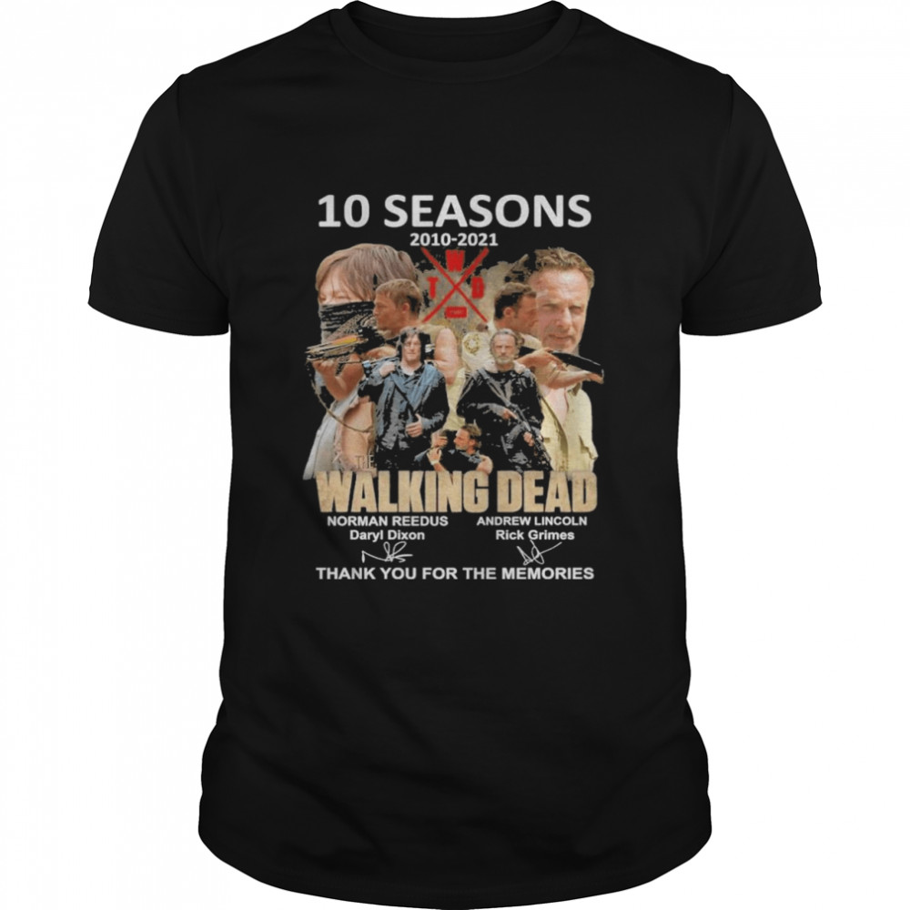 100 seasons 2010 2021 The Walking Dead signatures thank you for the memories shirt