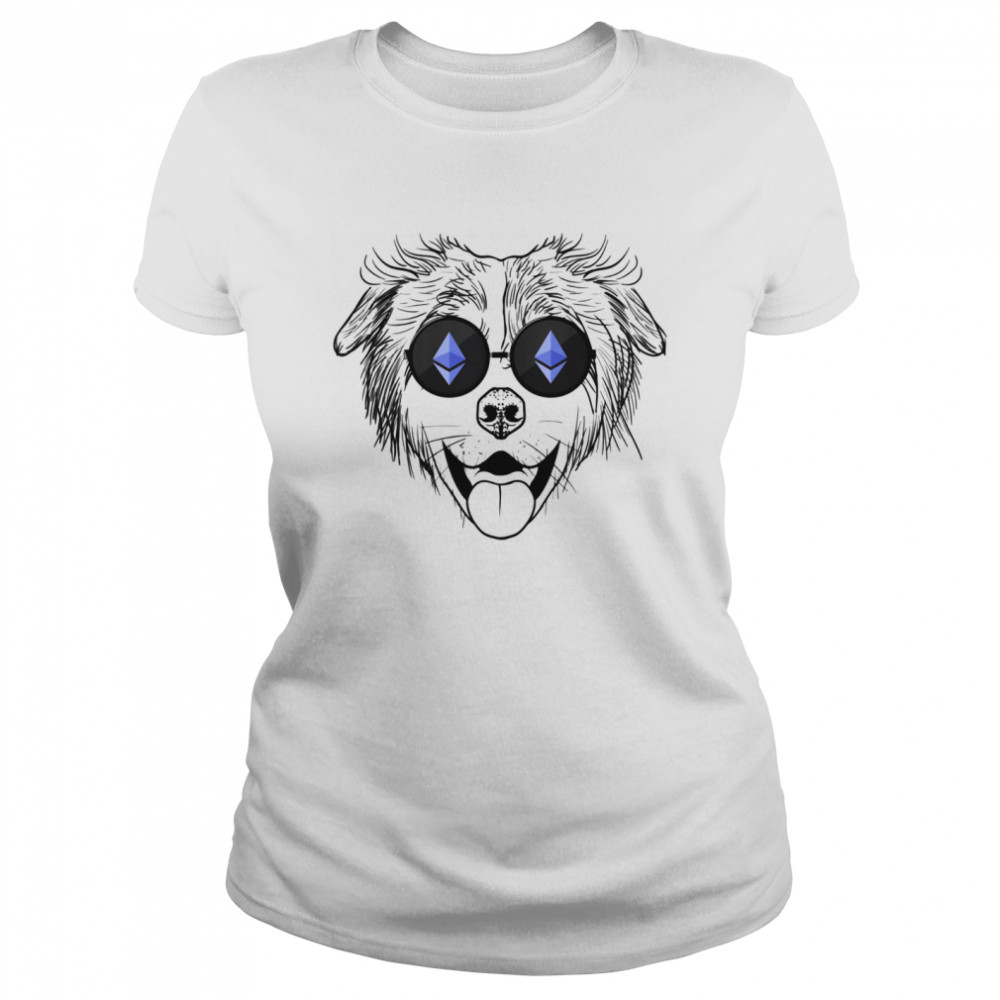 Australian Shepherd Dog Wearing Ethereum Sunglasses shirt Classic Women's T-shirt
