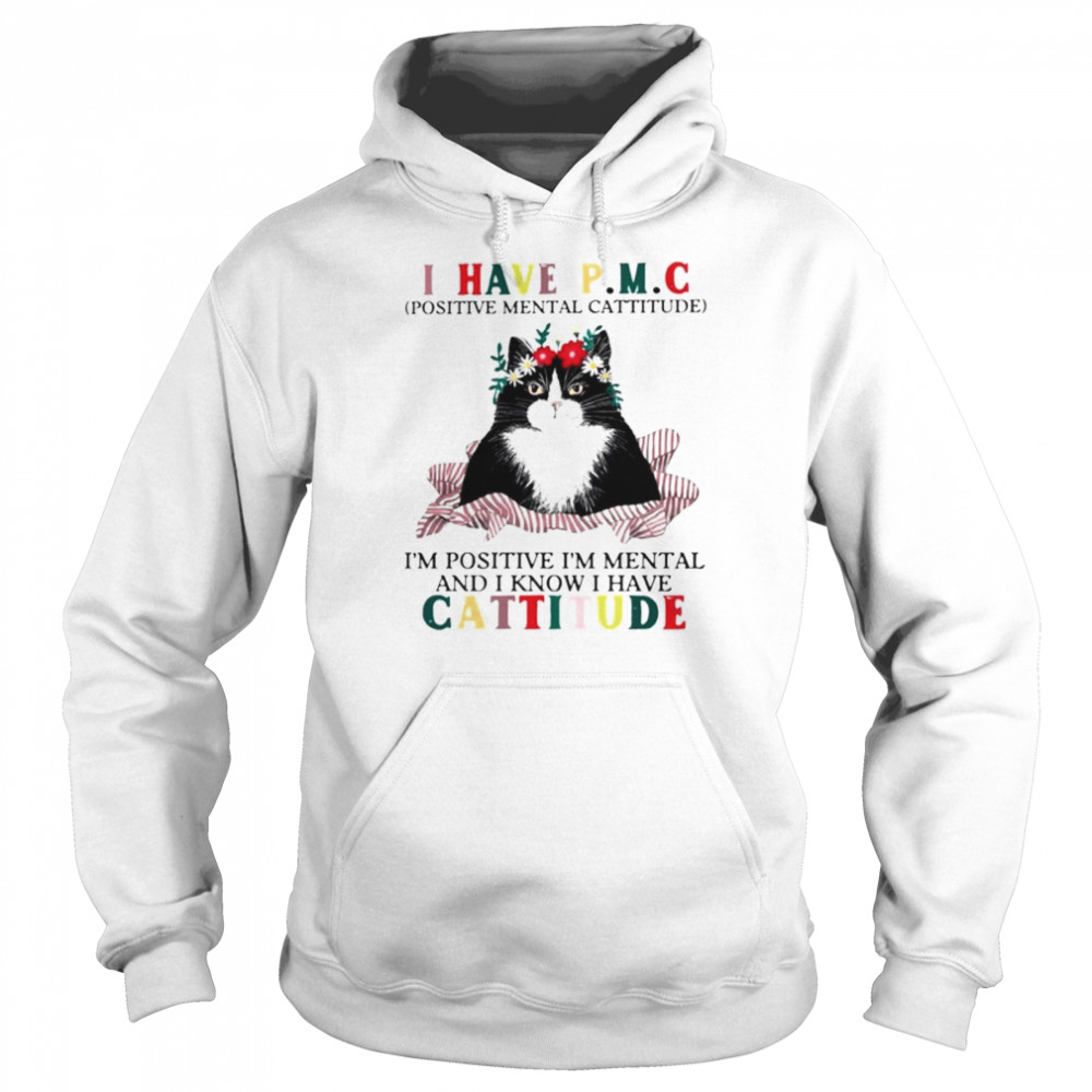 Cat I have PMC Im positive Im mental and I know I have cattitude shirt Unisex Hoodie