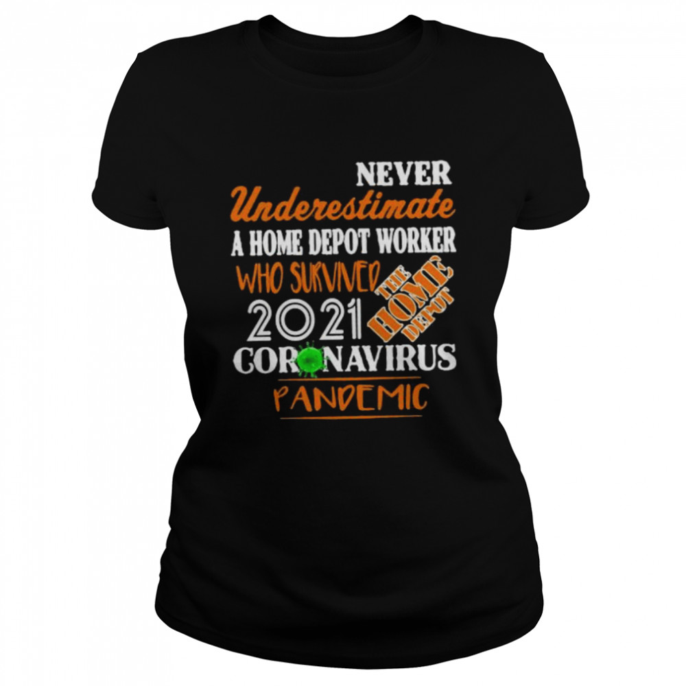 Never Underestimate A Home Depot Worker Who Survived Coronavirus Pandemic 2021  Classic Women's T-shirt