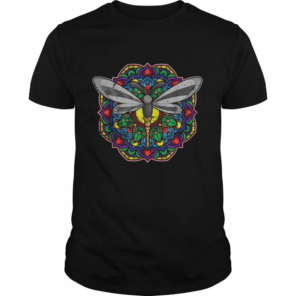 Tierliebhaber Hippie Entomologe Geschenk Mandala Libelle shirt