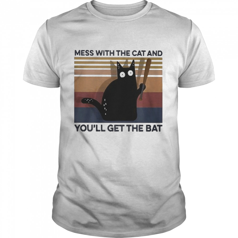Black Cat mess with the cat and youll get the bat vintage shirt