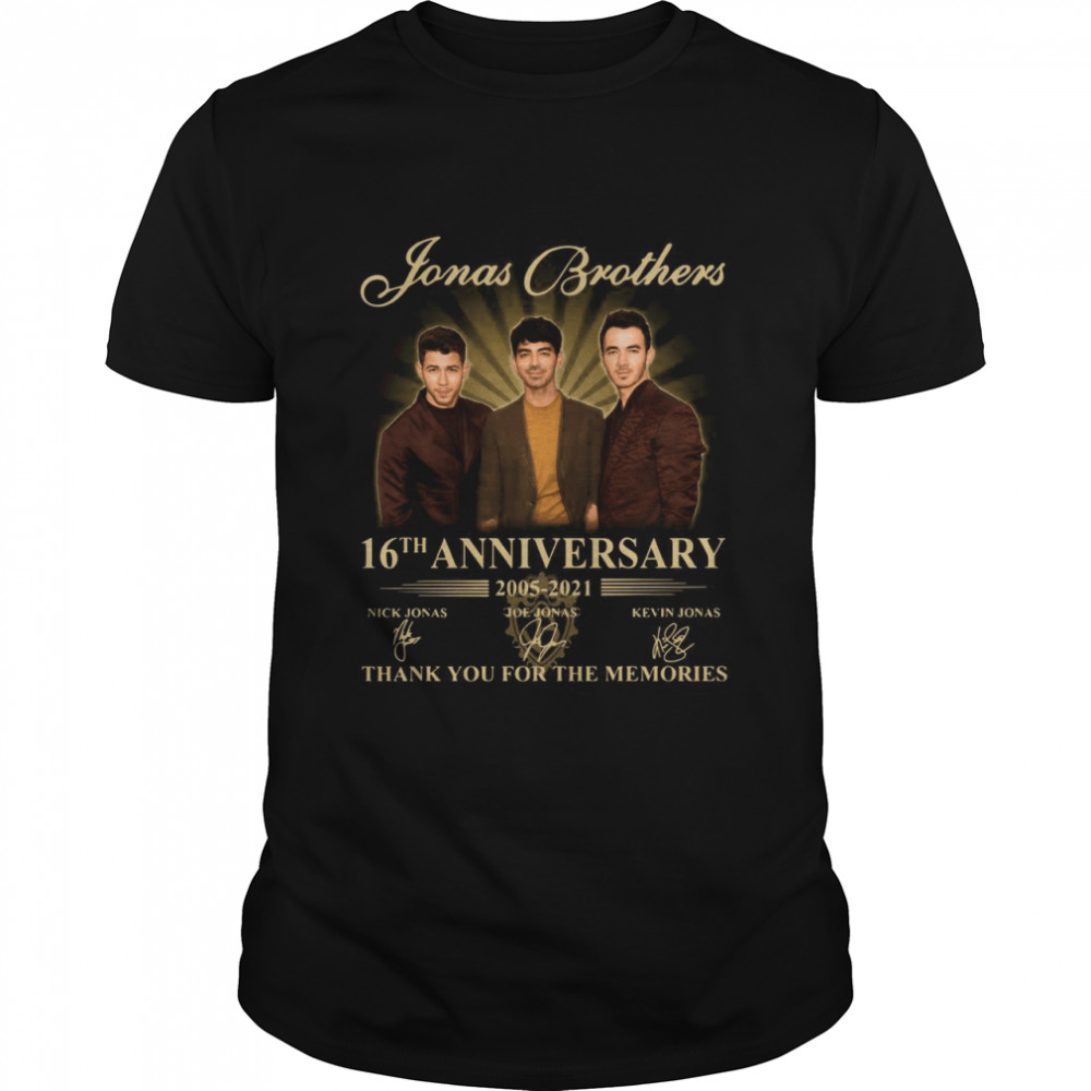Jonas Brothers 16th anniversary 2005 2021 thank you for the memories signatures shirt