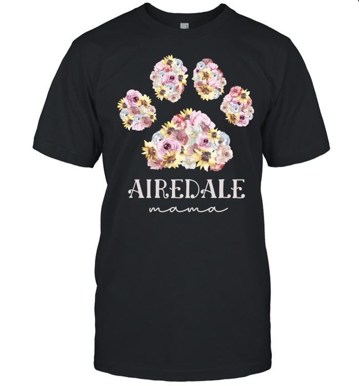 Airedale Terrier Mama Floral Paw Dog Mom Shirt