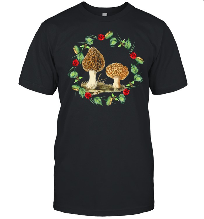 Morel Mushrooms Sunflower Honey Bee and Ladybug Greenery  Classic Men's T-shirt