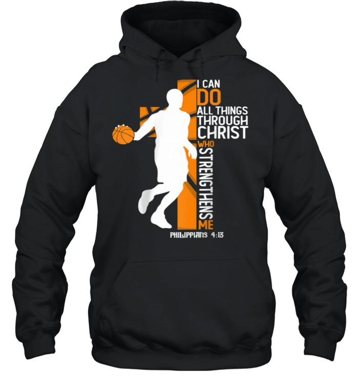 Christian Basketball Cross I Can Do All Things Through Jesus  Unisex Hoodie