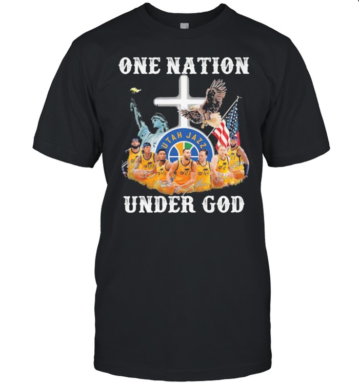 One Nation Under God Utah Jazz Signature American Flag Shirt