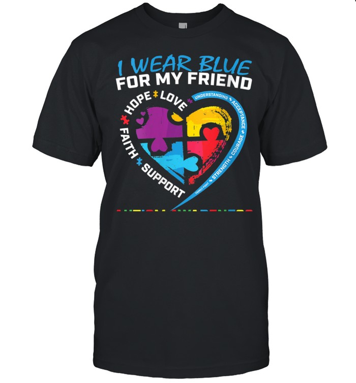 Puzzle I Wear Blue For My Friend Autism Awareness  Classic Men's T-shirt