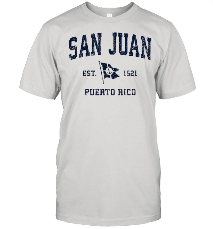 San Juan PR Sports Navy Boat Anchor Flag Shirt
