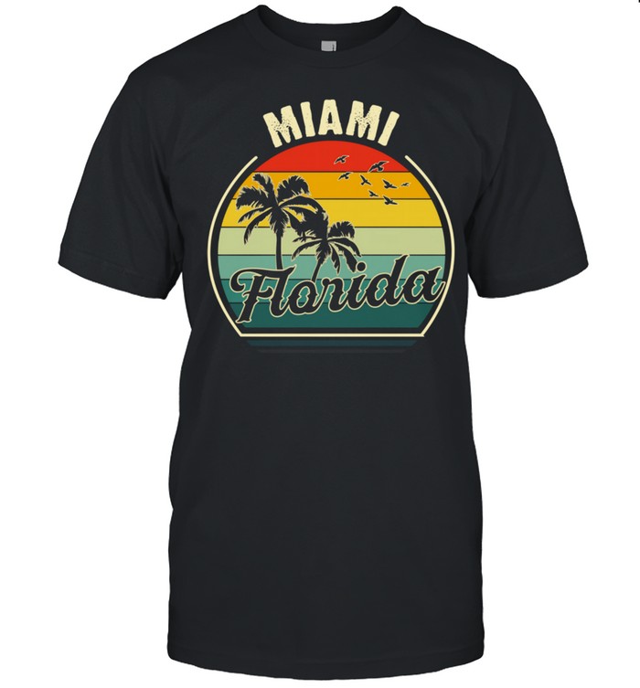 Vintage Miami Beach Florida Summer Vacation Sunset Palm Shirt