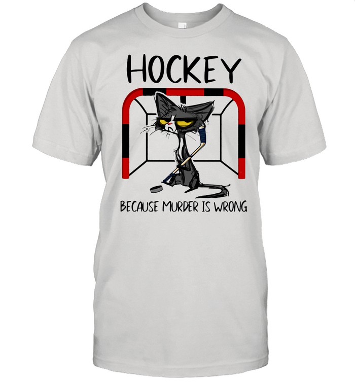 Hockey Because Murder IS Wrong Cat  Classic Men's T-shirt