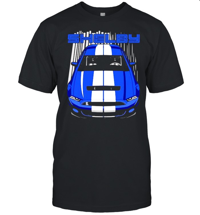 Mustang Shelby Gt500 S197 Blue And White  Classic Men's T-shirt