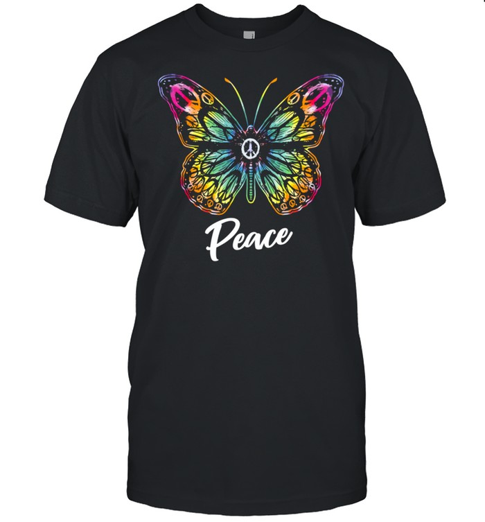 Rainbow Butterfly Peace Retro Artistic Hippie Nature Shirt