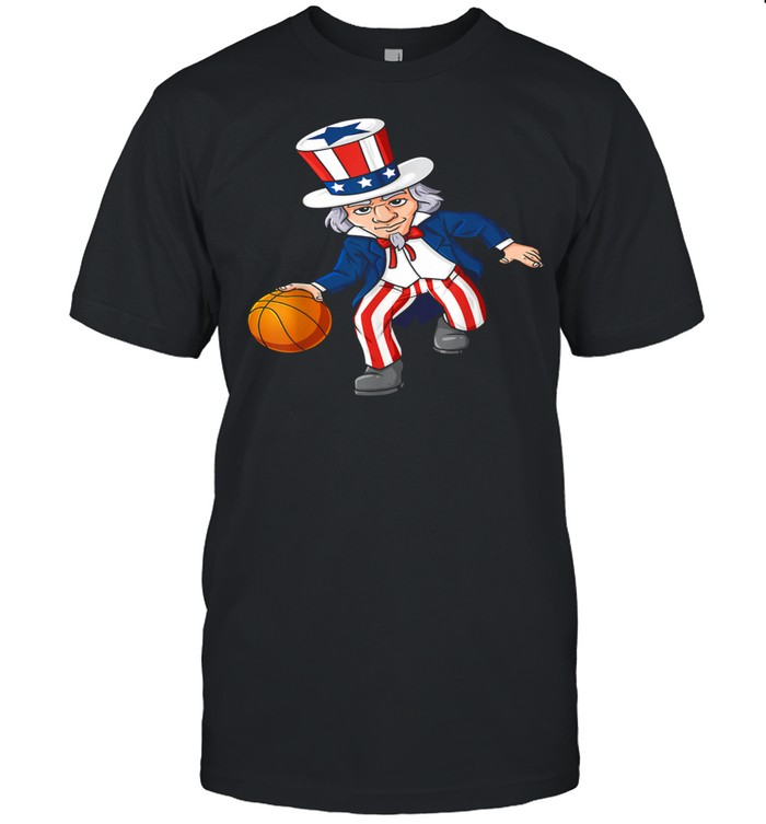 Basketball Uncle Sam 4th Of July Boysns Dribble  Classic Men's T-shirt