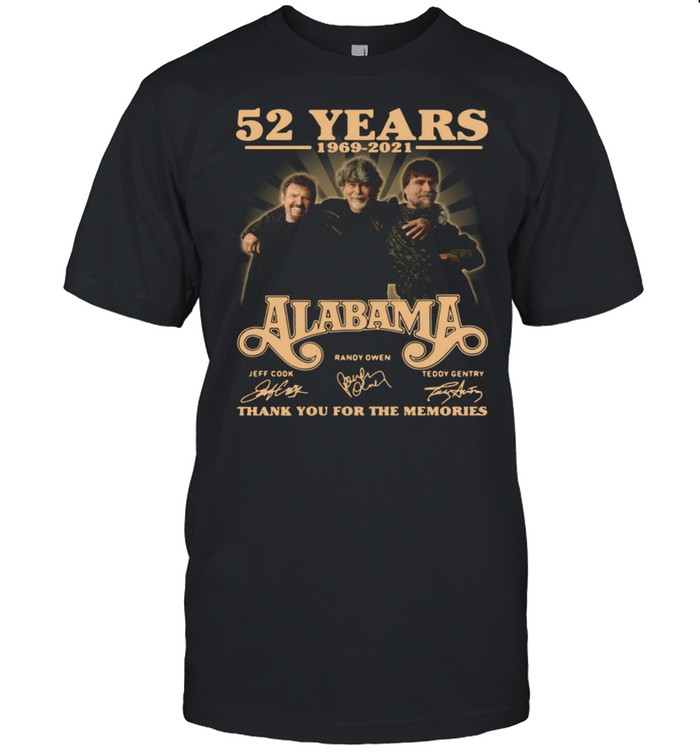 52 years 1969-2021 Alabama thank you for the memories signatures shirt