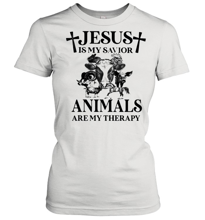 Cow Jesus Is My Savior Animals Are My Therapy T-shirt Classic Women's T-shirt