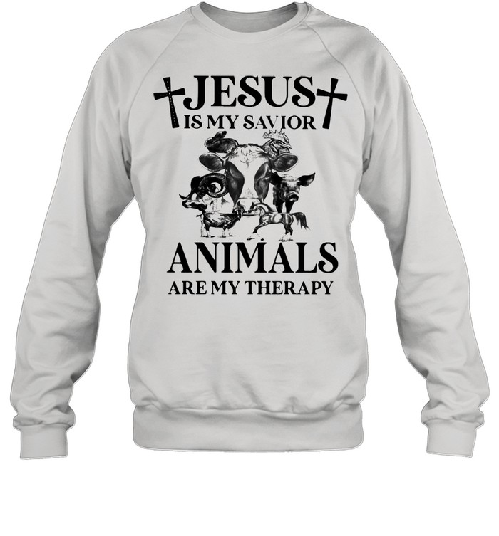 Cow Jesus Is My Savior Animals Are My Therapy T-shirt Unisex Sweatshirt