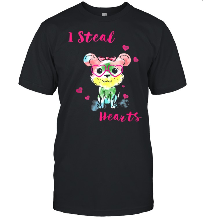 I Steal Hearts Cute Puppy Valentines Day Girls Boys Dogs shirt