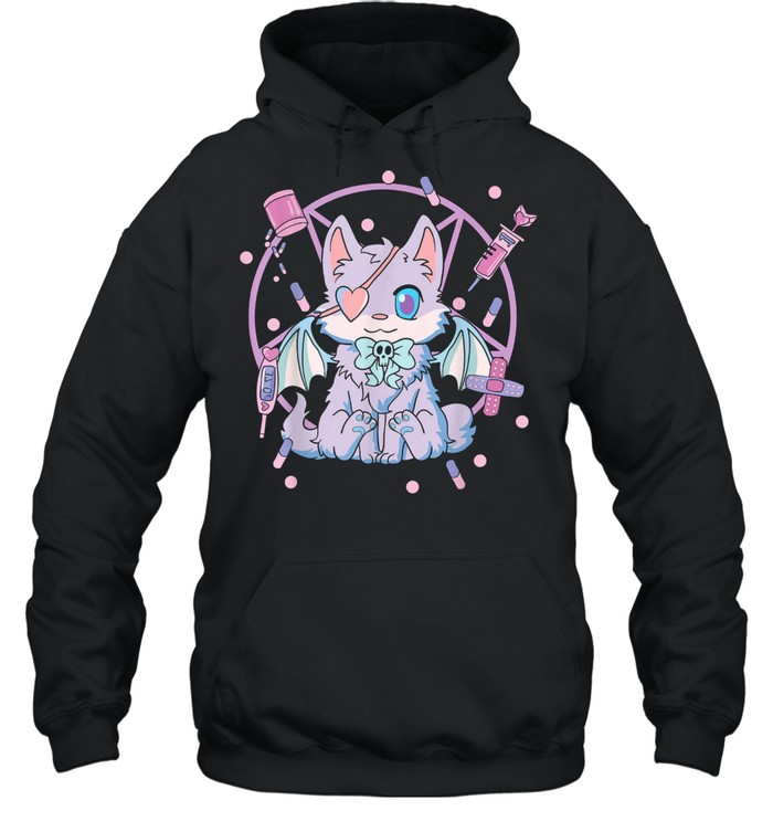 Kawaii Witchy Cat Cute Pastel Goth Creepy Cat Yami Kitty shirt Unisex Hoodie