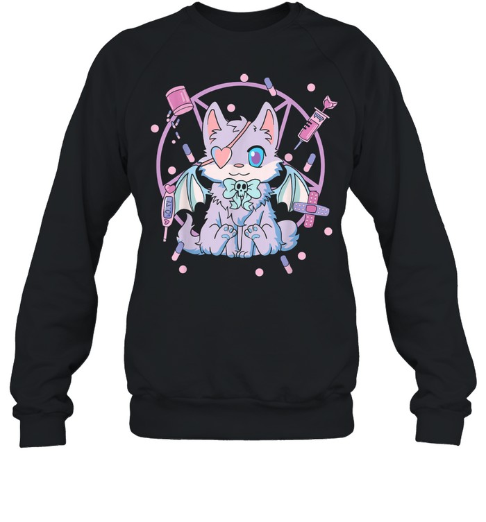 Kawaii Witchy Cat Cute Pastel Goth Creepy Cat Yami Kitty shirt Unisex Sweatshirt