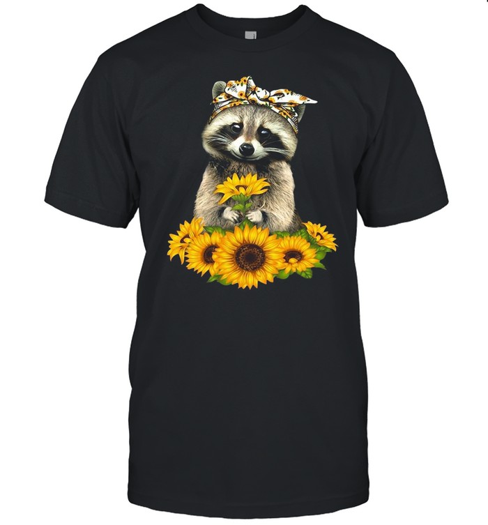 Racoon With Sunflower Floral Bandana T-shirt
