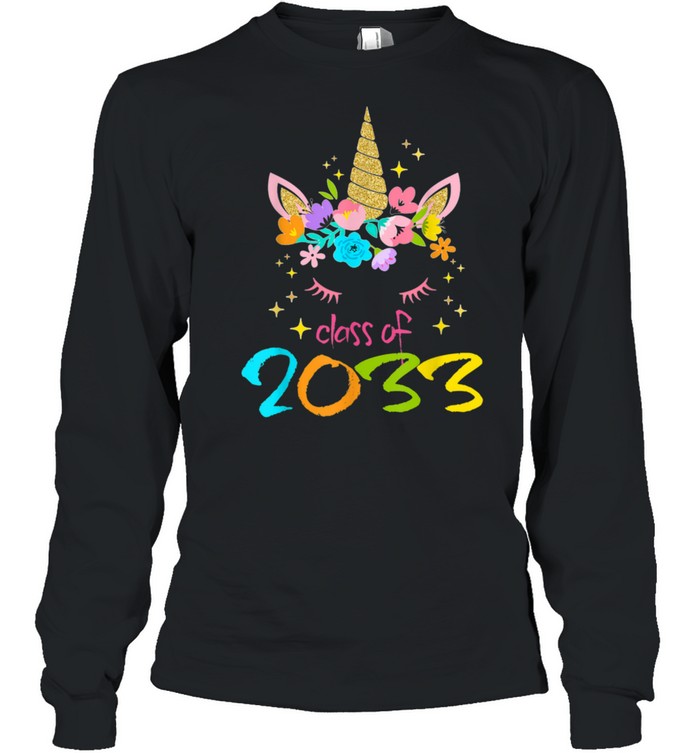 Unicorn First Day Of School Class Of 2033 Grow With Me shirt Long Sleeved T-shirt