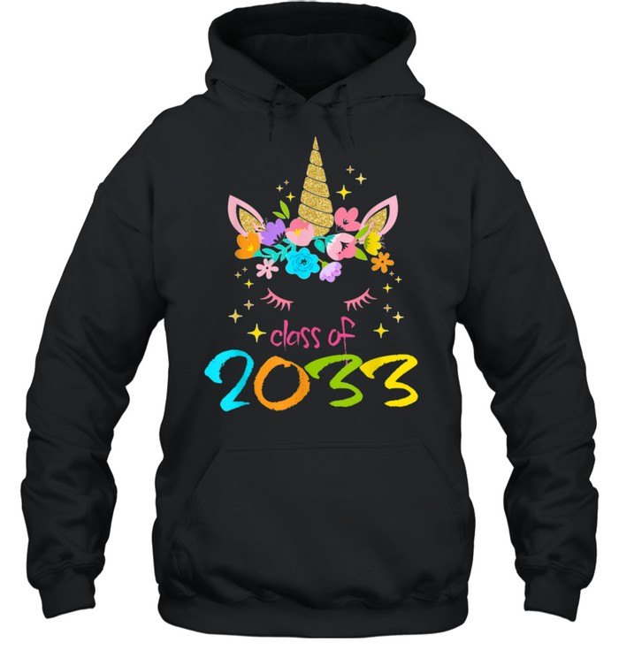 Unicorn First Day Of School Class Of 2033 Grow With Me shirt Unisex Hoodie