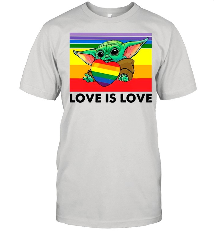Star Wars Baby Yoda Hug Heart LGBT Love Is Love Vintage shirt