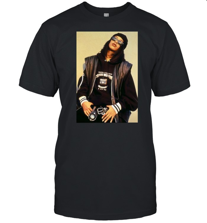 Aaliyah Black Leather Active Hip Hop Shirt