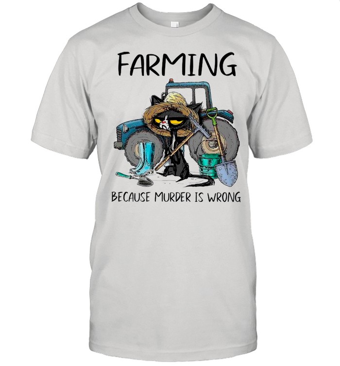 Farming Because Murder Is Wrong Black Cat shirt Classic Men's T-shirt