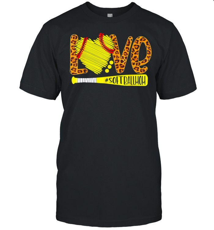 Love Softball Mom Leopard Print Baseball shirt Classic Men's T-shirt
