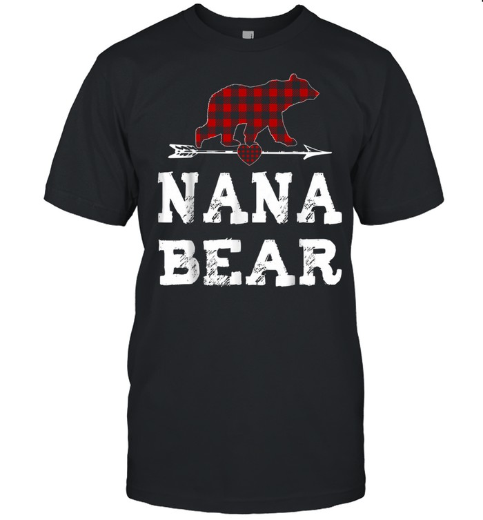 Nana Bear Red Plaid Heart Mothers Day Nana Announcement shirt