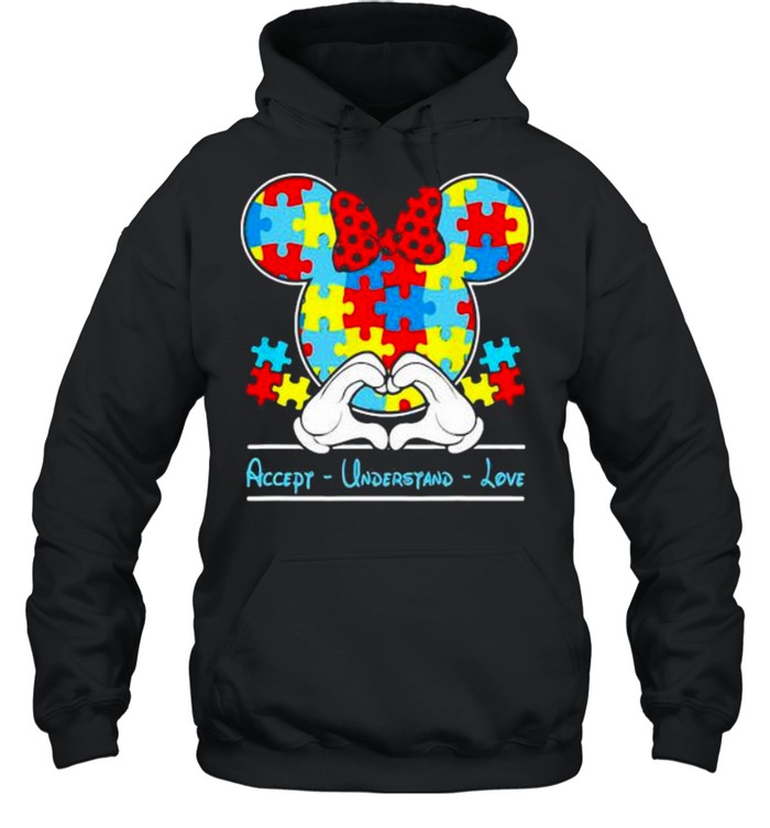 Mickey Love Heart Accept Understand Autism Awareness Unisex Hoodie