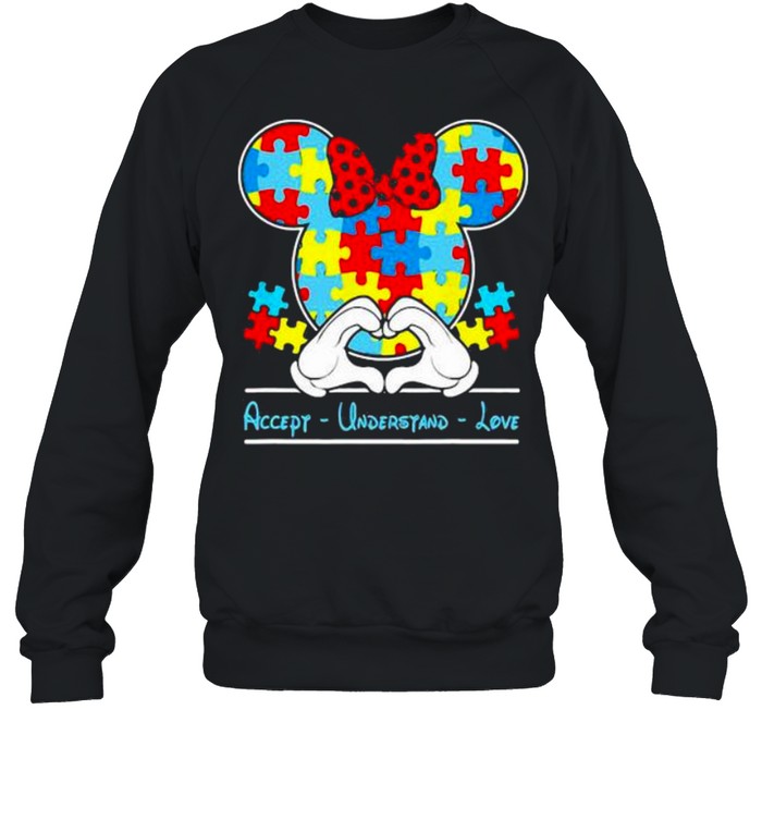 Mickey Love Heart Accept Understand Autism Awareness Unisex Sweatshirt