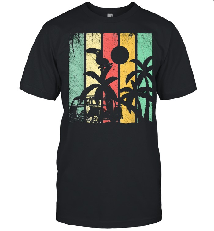 Retro Palm Trees Beach Summer Vacation Exotic Bird Toucan shirt Classic Men's T-shirt