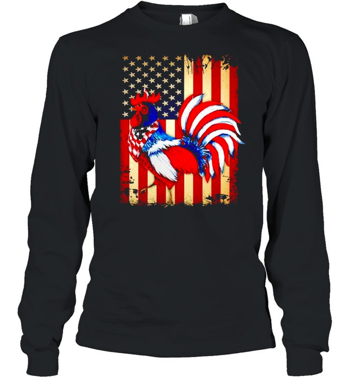 Chicken happy 4th of July Independence day shirt Long Sleeved T-shirt