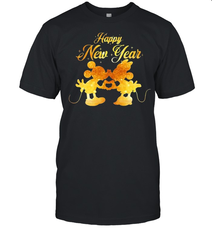 Happy New Year Minnie And Mickey Gold Shirt