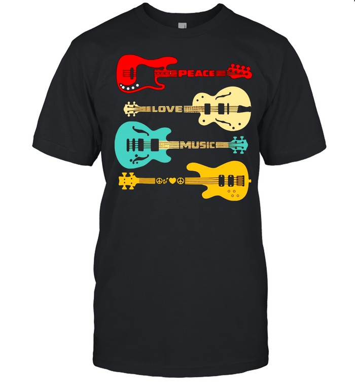 Peace Love Music Bass Guitar T-shirt