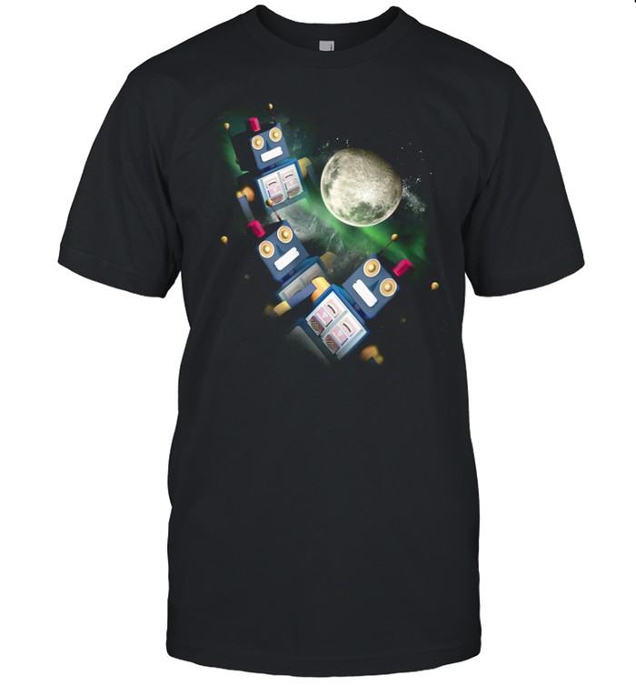 3 Robot Moon, Wolf Robots, Wolves Howling shirt Classic Men's T-shirt