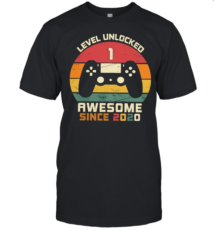 Level Unlocked 1 Awesome Since 2020 Vintage Retro shirt