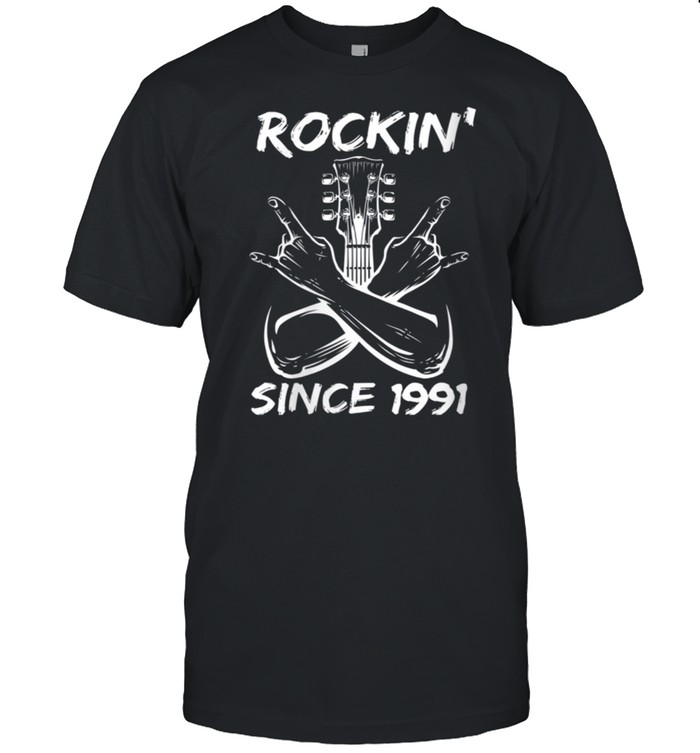 Rockin' Since 1991 30th Birthday Guitar 30 Years Old shirt Classic Men's T-shirt