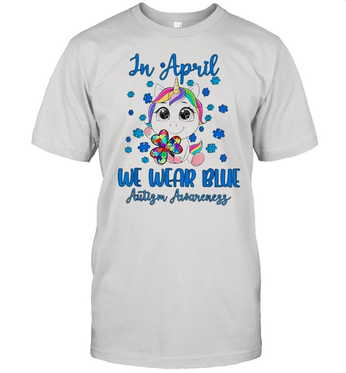Unicorn In April we wear Blue Autism Awareness shirt Classic Men's T-shirt
