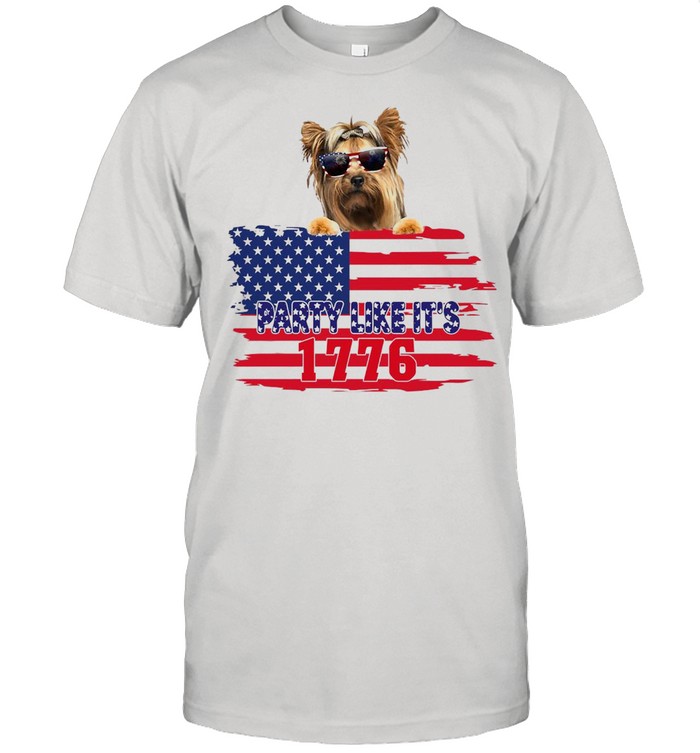 American Flag Party Like It’s Party 1776 Yorkshire Terrier T-shirt Classic Men's T-shirt
