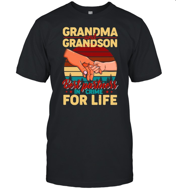 Grandma And Grandson Best Partners In Crime For Life Vintage Retro T-shirt