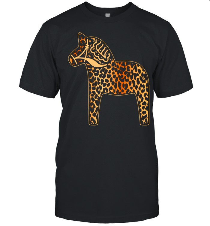 Leopard Cheetah Print Dala Horse Dalecarlian Horse Nordic shirt Classic Men's T-shirt
