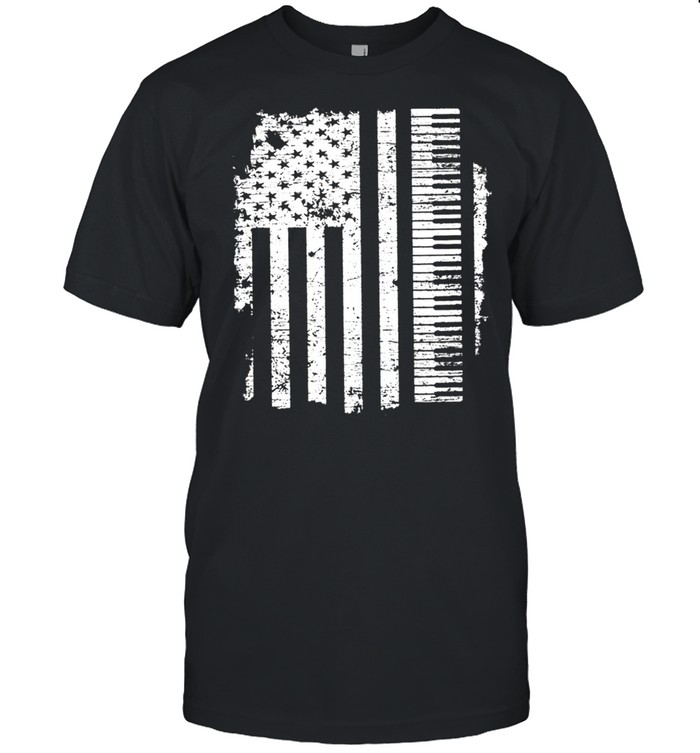 Piano Key Keyboard With American Flag shirt Classic Men's T-shirt