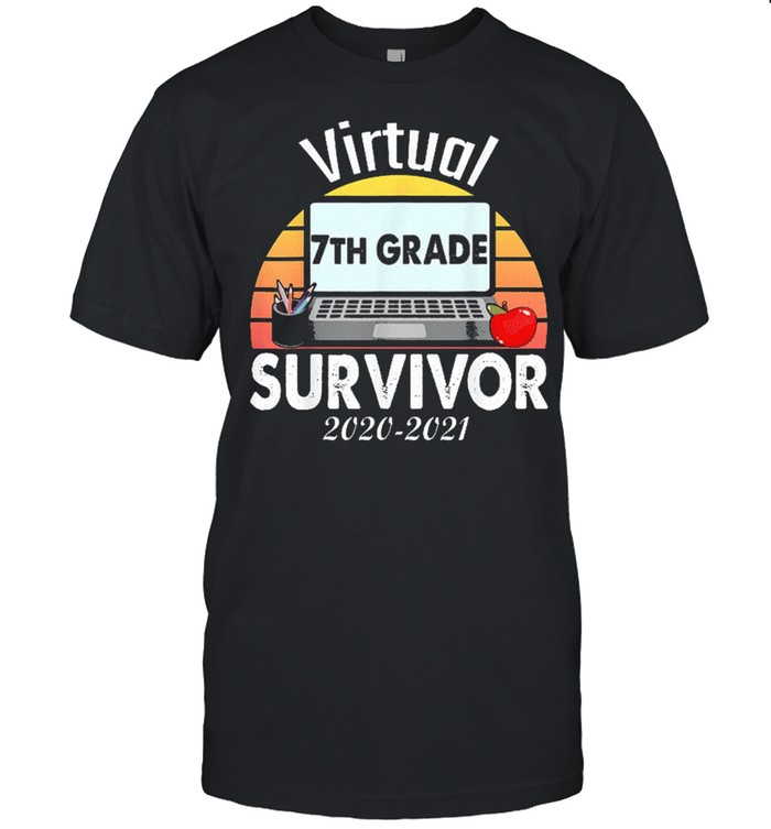 I survived virtual school 7th grade survivor 2021-2021 vintage shirt